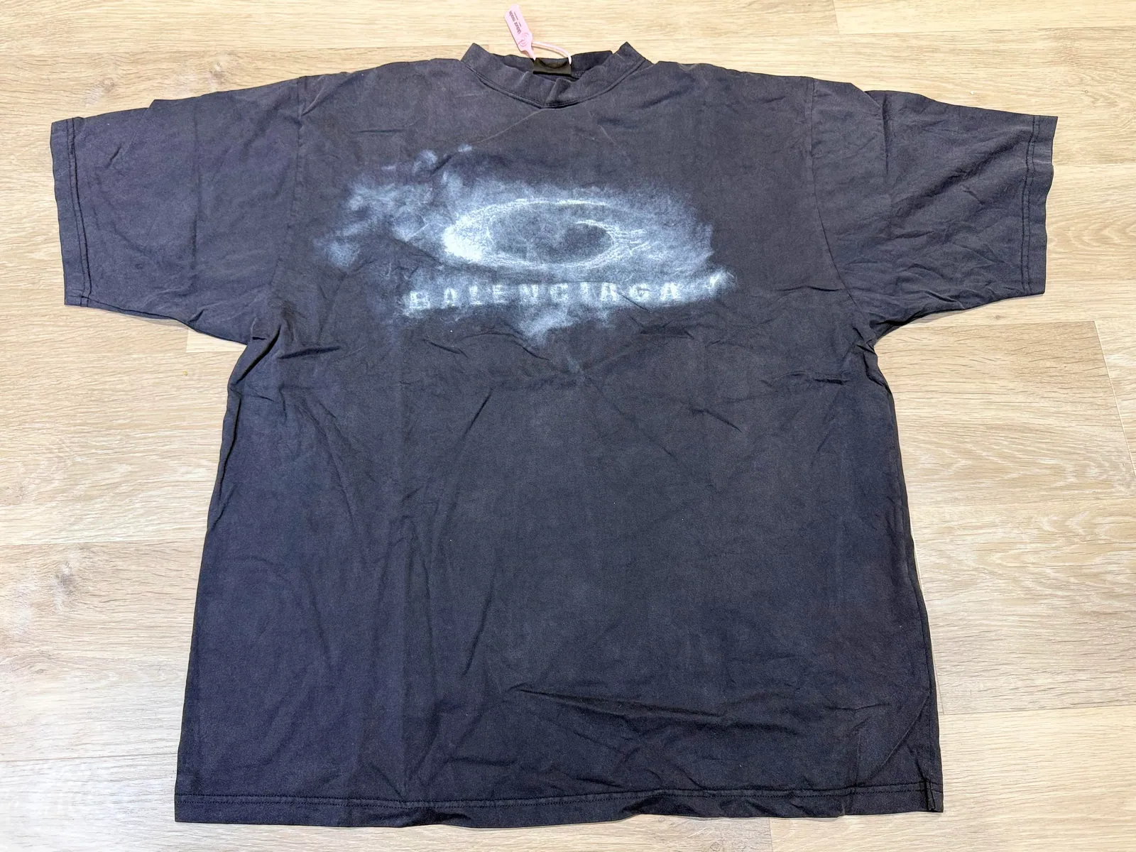 Charcoal T-shirt with a faded galaxy graphic